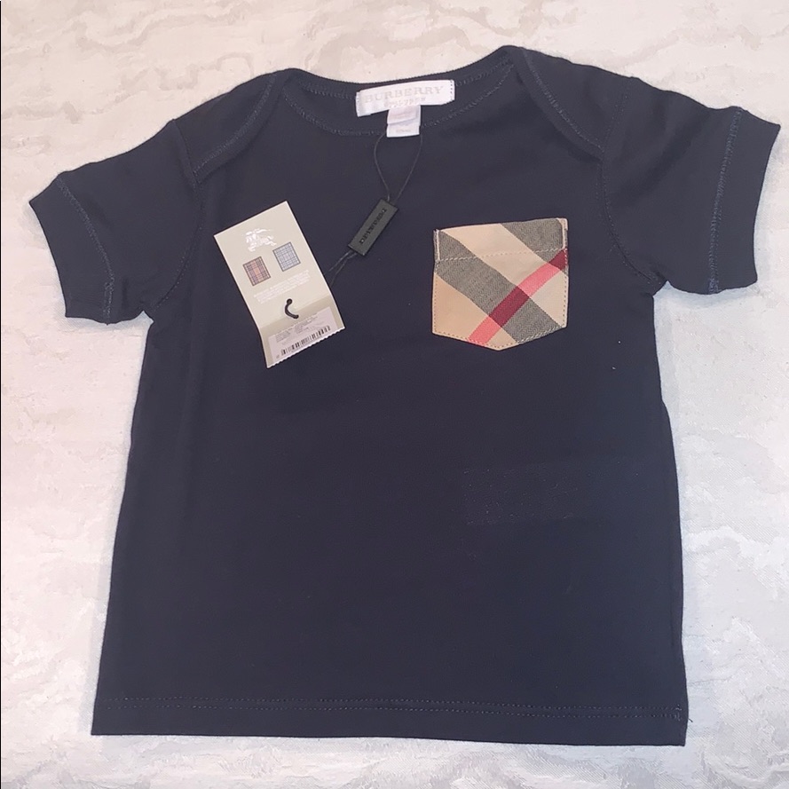New Authentic Burberry Kids Shirt Navy 12m